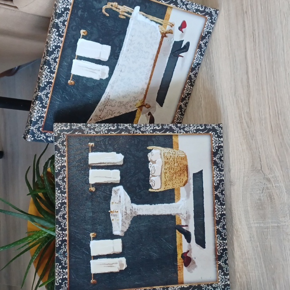 Set of 2 Framed Bathroom Wall Art Prints Rustic Farmhouse Bathroom Decor.